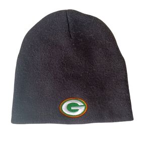NFL Green Bay Packer Beanie Black Knit Hat with Green and Gold Logo